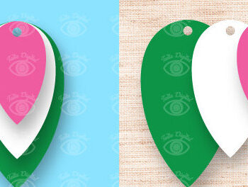 Intra απο ξύλο plywood 3mm-4mm πάχος – Γραφικά σχεδίασης ροζ και πράσινα σκουλαρίκια Δίασταση  5x5 cm INTRAFABR-97628157 - Image 2