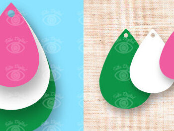 Intra απο ξύλο plywood 3mm-4mm πάχος – Γραφικά σχεδίασης ροζ και πράσινα σκουλαρίκια Δίασταση  5x5 cm INTRAFABR-97628157 - Image 3