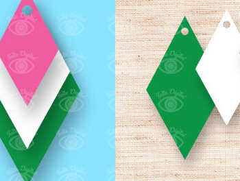 Intra απο ξύλο plywood 3mm-4mm πάχος – Γραφικά σχεδίασης ροζ και πράσινα σκουλαρίκια Δίασταση  5x5 cm INTRAFABR-97628157 - Image 7