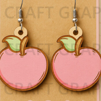 Intra απο ξύλο plywood 3mm-4mm πάχος – Σκουλαρίκια Pink Apple – Δώρο Δασκάλου Δίασταση 5x5 cm INTRAFABR-124955733 - Image 1