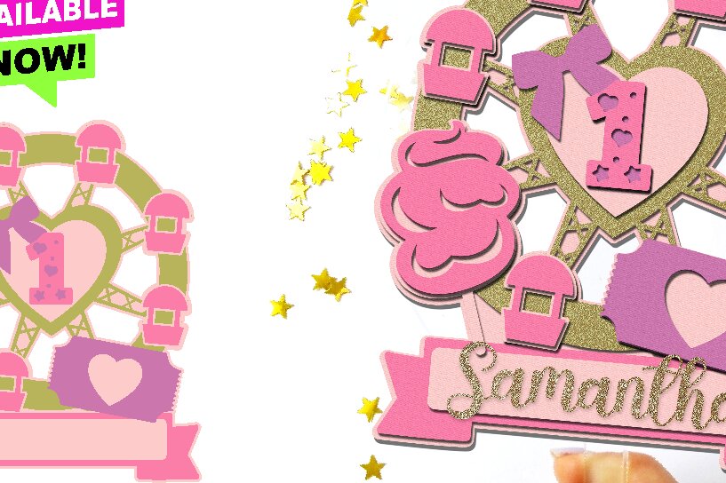 Intra απο ξύλο plywood 3mm-4mm πάχος – Ροζ Carnival Circus Cake Topper Δίασταση  20x20 cm INTRAFABR-93548622