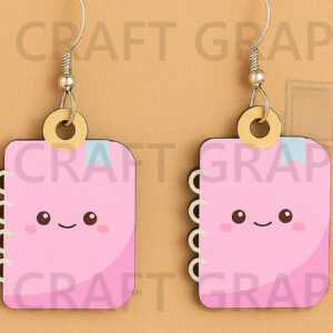 Intra απο ξύλο plywood 3mm-4mm πάχος – Pink Notebook Earrings – Study Time Δίασταση  5x5 cm INTRAFABR-124956755