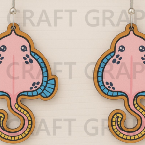 Intra απο ξύλο plywood 3mm-4mm πάχος – Ροζ Stingray σκουλαρίκια Δίασταση 5x5 cm INTRAFABR-123128259