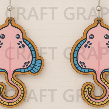 Intra απο ξύλο plywood 3mm-4mm πάχος – Ροζ Stingray σκουλαρίκια Δίασταση  5x5 cm INTRAFABR-123128259 - Image 1