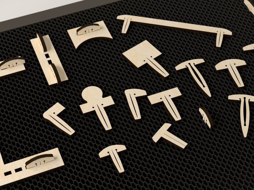 Intra απο ξύλο plywood 3mm-4mm πάχος – Pins Start Pack Δίασταση  20x20 cm INTRAFABR-33824939