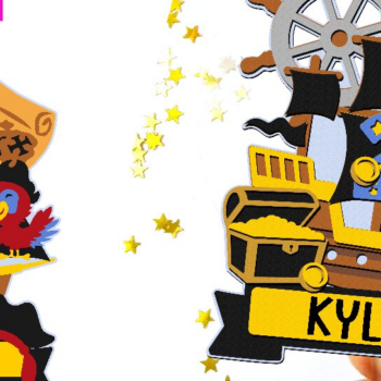 Intra απο ξύλο plywood 3mm-4mm πάχος – Pirate Cake Topper Δίασταση  20x20 cm INTRAFABR-93633161 - Image 1