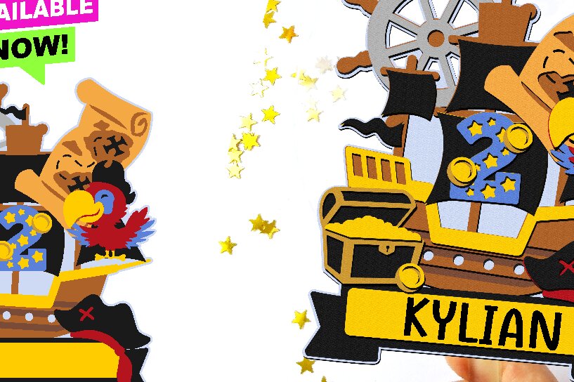 Intra απο ξύλο plywood 3mm-4mm πάχος – Pirate Cake Topper Δίασταση  20x20 cm INTRAFABR-93633161