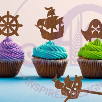 Intra απο ξύλο plywood 3mm-4mm πάχος – Pirate Cupcake Toppers, 6 Σχέδια Δίασταση 20x20 cm INTRAFABR-91393096 - Image 1