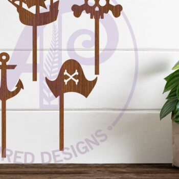 Intra απο ξύλο plywood 3mm-4mm πάχος – Pirate Cupcake Toppers, 6 Σχέδια Δίασταση 20x20 cm INTRAFABR-91393096 - Image 2