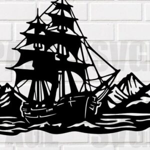 Intra απο ξύλο plywood 3mm-4mm πάχος – Αρχείο κοπής με λέιζερ Pirate Ship at Sea Δίασταση  20x20 cm INTRAFABR-115222649