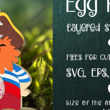 Intra απο ξύλο plywood 3mm-4mm πάχος – Πειρατής με παπαγάλο - Αυγοθήκη Δίασταση  20x20 cm INTRAFABR-9886806 - Image 1