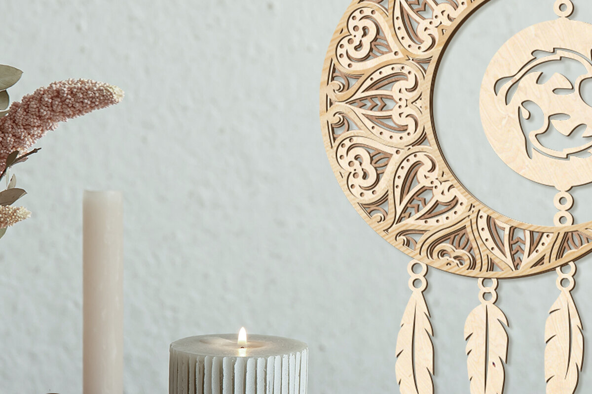 Intra απο ξύλο plywood 3mm-4mm πάχος – Διακόσμηση σπιτιού Pisces Dream Catcher Δίασταση  20x20 cm INTRAFABR-105228633