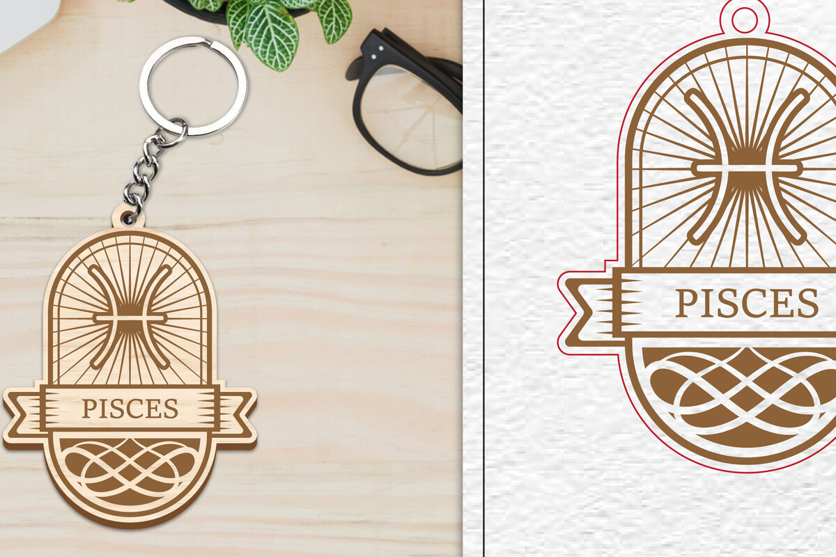 Intra απο ξύλο plywood 3mm-4mm πάχος – Κοπή Laser Μπρελόκ Ιχθύς | Ζώδιο Δίασταση  5x5 cm INTRAFABR-100962660