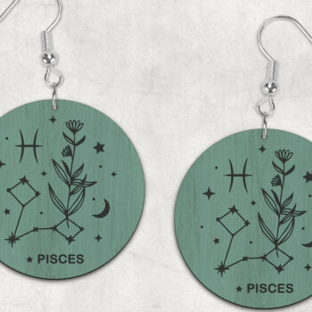 Intra απο ξύλο plywood 3mm-4mm πάχος – Σκουλαρίκια Pisces Zodiac Boho Δίασταση  5x5 cm INTRAFABR-28511336 - Image 1
