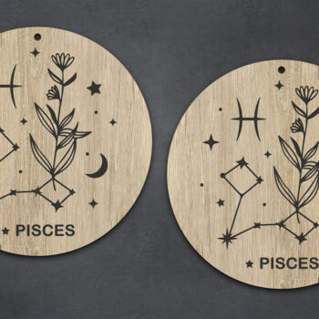 Intra απο ξύλο plywood 3mm-4mm πάχος – Σκουλαρίκια Pisces Zodiac Boho Δίασταση  5x5 cm INTRAFABR-28511336 - Image 2