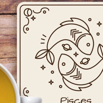 Intra απο ξύλο plywood 3mm-4mm πάχος – Σουβέρ Ζωδίου Ιχθείς Χαρακτική με λέιζερ Δίασταση  20x20 cm INTRAFABR-122551518 - Image 2