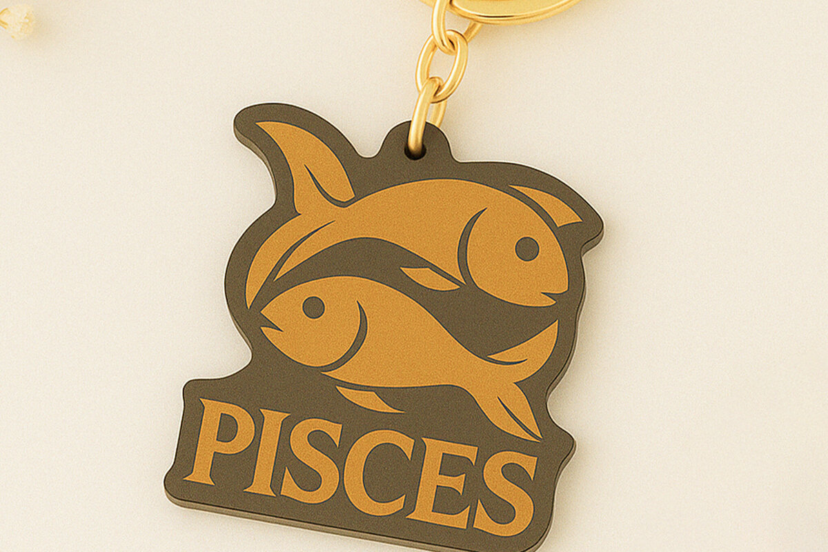 Intra απο ξύλο plywood 3mm-4mm πάχος – Μπρελόκ Pisces Zodiac Δίασταση  5x5 cm INTRAFABR-120350786