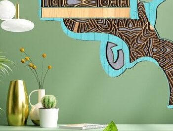 Intra απο ξύλο plywood 3mm-4mm πάχος – Πιστόλι διάνυσμα Δίασταση  20x20 cm INTRAFABR-34514774 - Image 2