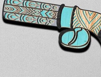 Intra απο ξύλο plywood 3mm-4mm πάχος – Πιστόλι διάνυσμα Δίασταση  20x20 cm INTRAFABR-34514752 - Image 1