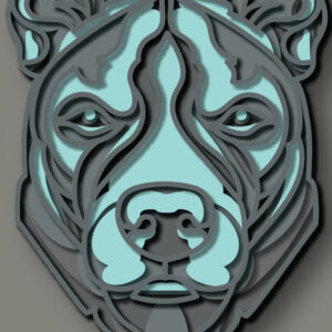 Intra απο ξύλο plywood 3mm-4mm πάχος – Σκύλος Pit Bull Breed Multilayer Δίασταση  20x20 cm INTRAFABR-71039930