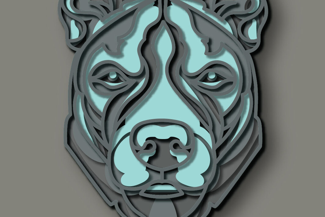 Intra απο ξύλο plywood 3mm-4mm πάχος – Σκύλος Pit Bull Breed Multilayer Δίασταση  20x20 cm INTRAFABR-71039930