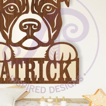 Intra απο ξύλο plywood 3mm-4mm πάχος – Αρχείο κοπής λέιζερ Name Dog Pitbull Δίασταση  20x20 cm INTRAFABR-107998513 - Image 1