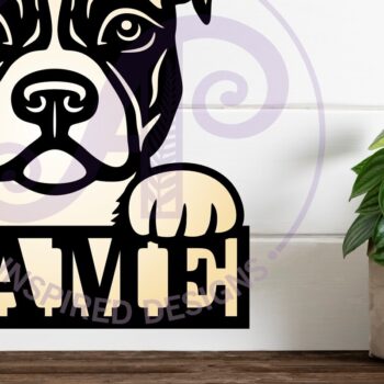 Intra απο ξύλο plywood 3mm-4mm πάχος – Αρχείο κοπής λέιζερ Name Dog Pitbull Δίασταση  20x20 cm INTRAFABR-107998513 - Image 2