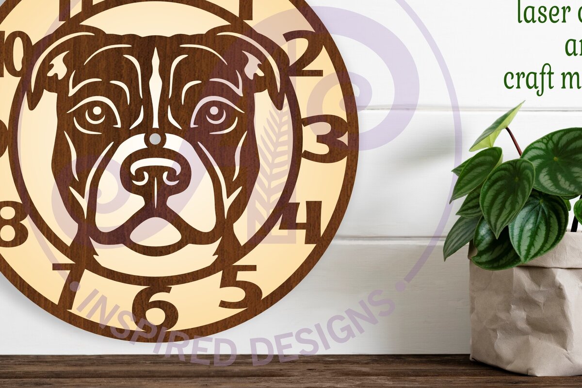 Intra απο ξύλο plywood 3mm-4mm πάχος – Αρχεία κοπής με λέιζερ ρολόι τοίχου Pitbull, Δίασταση  40x30 cm INTRAFABR-106633100