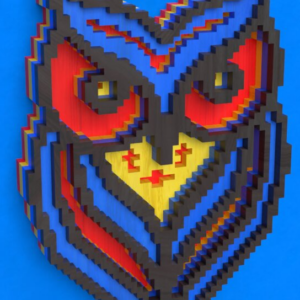 Intra απο ξύλο plywood 3mm-4mm πάχος – Pixel Owl 3D Layered Δίασταση  20x20 cm INTRAFABR-88586685