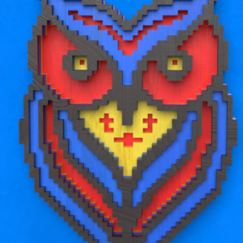 Intra απο ξύλο plywood 3mm-4mm πάχος – Pixel Owl 3D Layered Δίασταση  20x20 cm INTRAFABR-88586685 - Image 2
