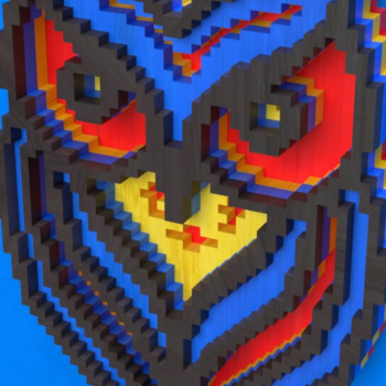 Intra απο ξύλο plywood 3mm-4mm πάχος – Pixel Owl 3D Layered Δίασταση  20x20 cm INTRAFABR-88586685 - Image 5