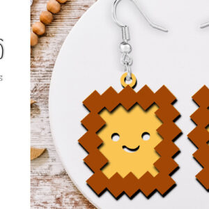 Intra απο ξύλο plywood 3mm-4mm πάχος – Pixel Toast Kawaii Σκουλαρίκια με λέιζερ Δίασταση  5x5 cm INTRAFABR-120975263