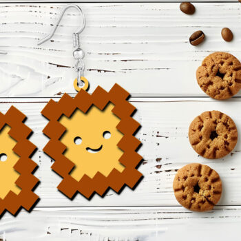 Intra απο ξύλο plywood 3mm-4mm πάχος – Pixel Toast Kawaii Σκουλαρίκια με λέιζερ Δίασταση  5x5 cm INTRAFABR-120975263 - Image 4