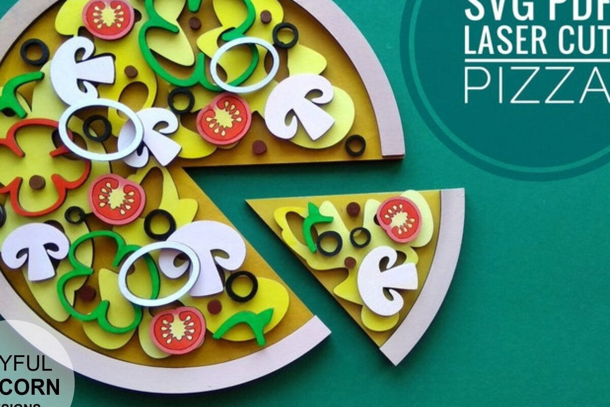 Intra απο ξύλο plywood 3mm-4mm πάχος – Αρχείο κοπής με λέιζερ Pizza | Κιτ βαφής DIY Δίασταση  20x20 cm INTRAFABR-32325079