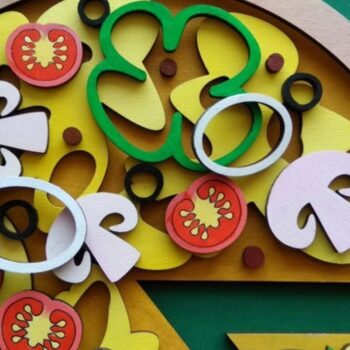 Intra απο ξύλο plywood 3mm-4mm πάχος – Αρχείο κοπής με λέιζερ Pizza | Κιτ βαφής DIY Δίασταση  20x20 cm INTRAFABR-32325079 - Image 3