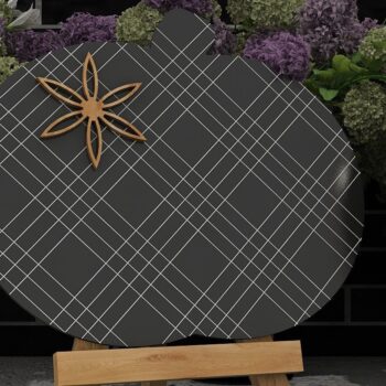 Intra απο ξύλο plywood 3mm-4mm πάχος – Διακόσμηση με καρό και λουλουδάτο  κολοκύθας Δίασταση  20x20 cm INTRAFABR-39421466 - Image 2