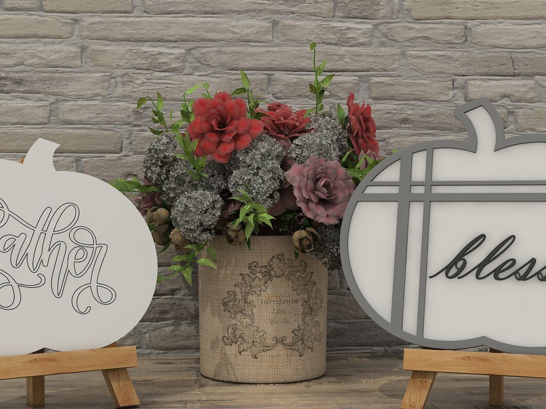 Intra απο ξύλο plywood 3mm-4mm πάχος – Καρό &amp; λουλουδάτη κολοκύθα για καβαλέτο Δίασταση  20x20 cm INTRAFABR-39419789