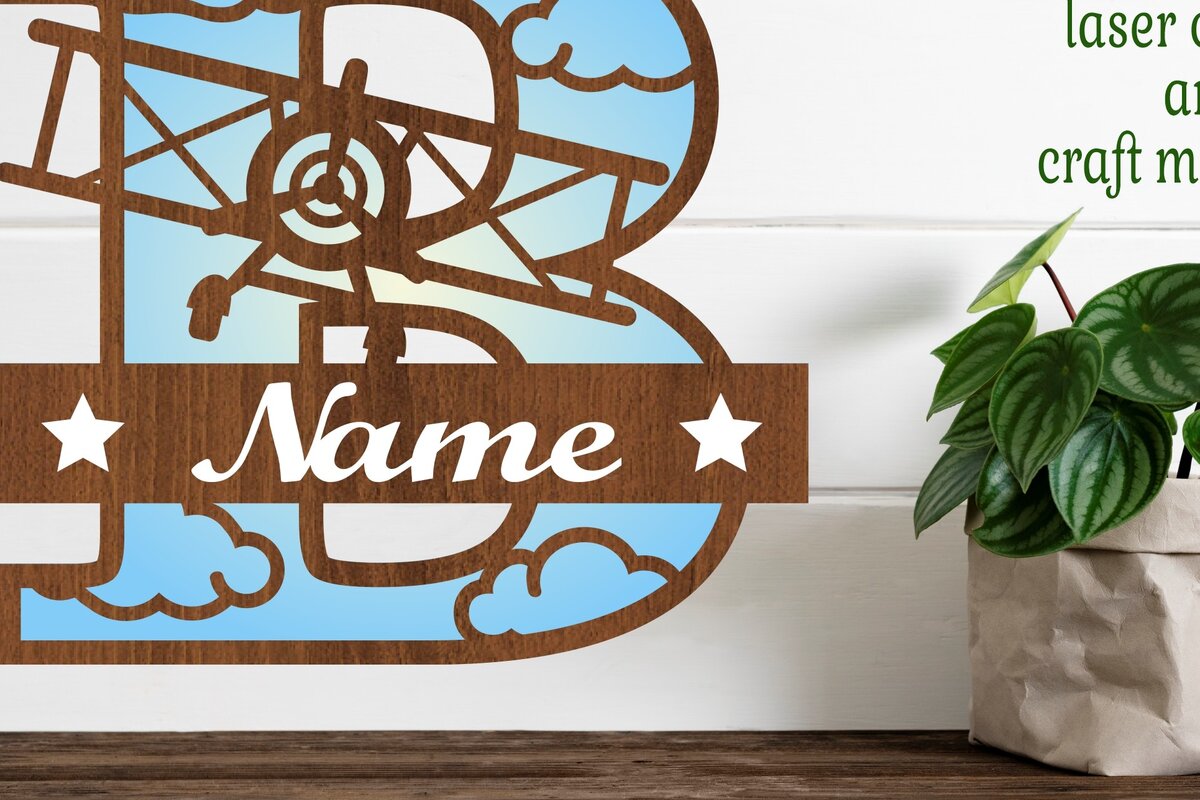 Intra απο ξύλο plywood 3mm-4mm πάχος – Επίπεδο κεφαλαίο μονόγραμμα Γράμμα B Αποκοπή Δίασταση  20x20 cm INTRAFABR-74294358