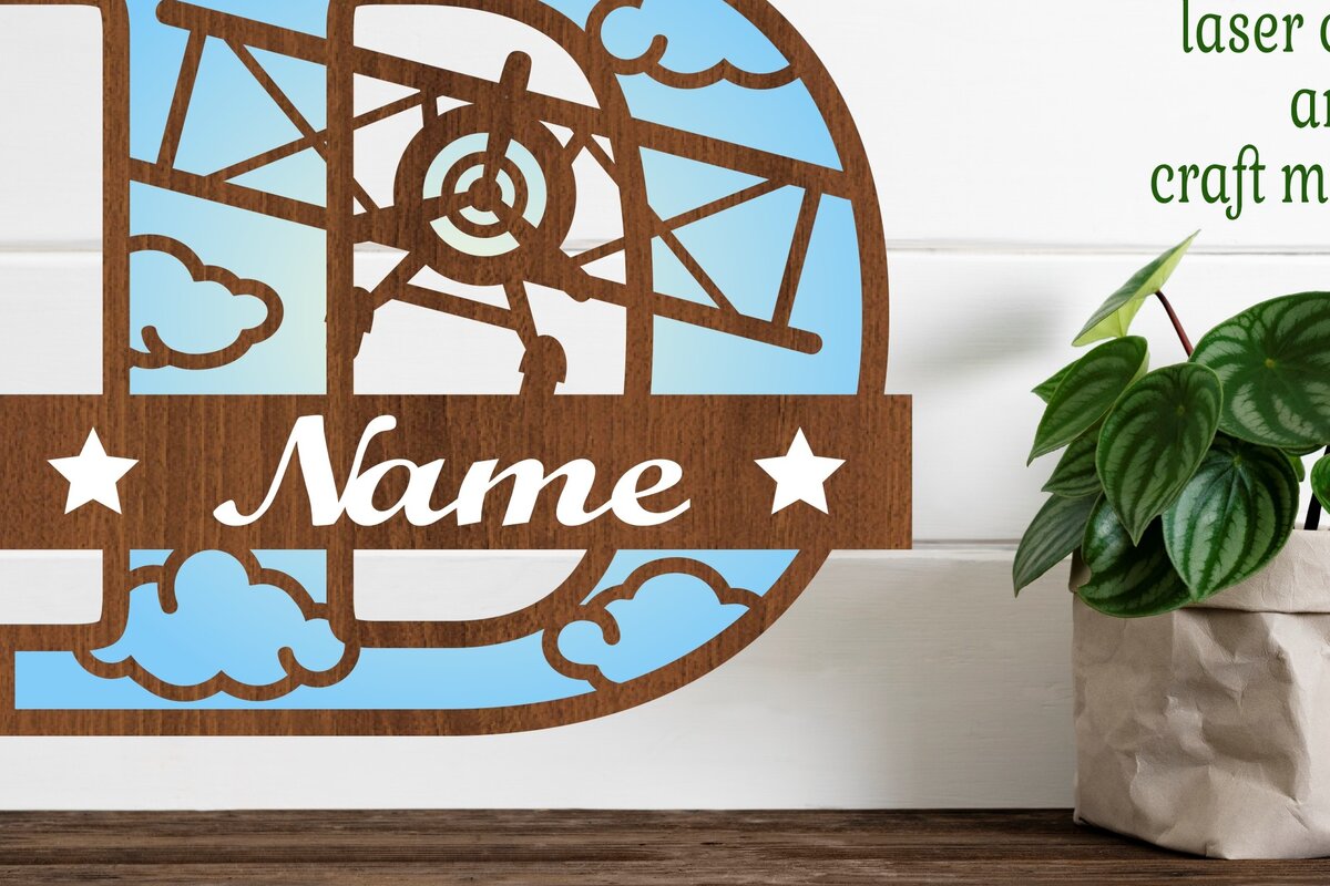 Intra απο ξύλο plywood 3mm-4mm πάχος – Επίπεδο κεφαλαίο μονόγραμμα Γράμμα D Αποκοπή Δίασταση  20x20 cm INTRAFABR-74294394