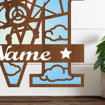 Intra απο ξύλο plywood 3mm-4mm πάχος – Επίπεδο κεφαλαίο μονόγραμμα Γράμμα M Αποκοπή Δίασταση 20x20 cm INTRAFABR-74294641 - Image 1