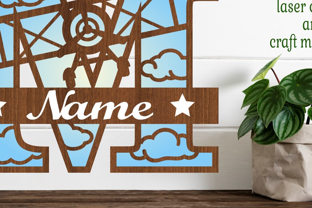 Intra απο ξύλο plywood 3mm-4mm πάχος – Επίπεδο κεφαλαίο μονόγραμμα Γράμμα M Αποκοπή Δίασταση  20x20 cm INTRAFABR-74294641