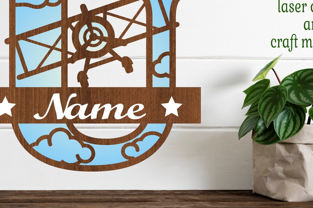 Intra απο ξύλο plywood 3mm-4mm πάχος – Αεροπλάνο κεφαλαίο μονόγραμμα Γράμμα U Cut Δίασταση  20x20 cm INTRAFABR-74294849