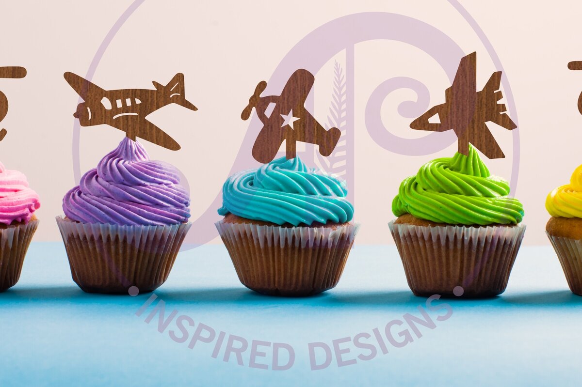 Intra απο ξύλο plywood 3mm-4mm πάχος – Plane Cupcake Toppers, 8 Σχέδια Δίασταση  20x20 cm INTRAFABR-96174839