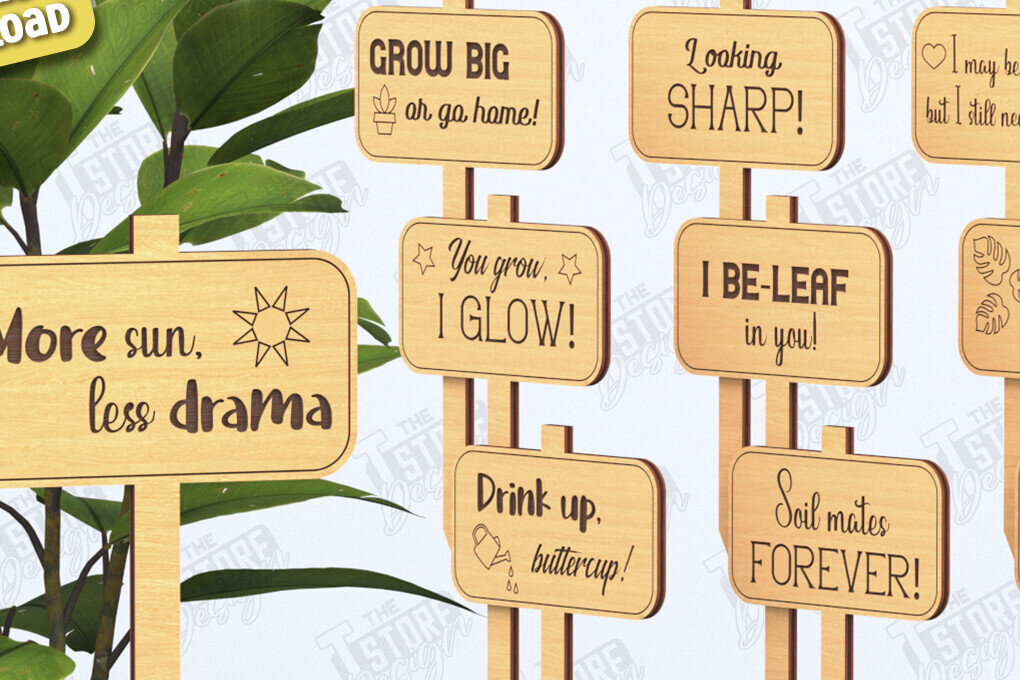 Intra απο ξύλο plywood 3mm-4mm πάχος – Σετ πασσάλων φυτών | Αστεία χαρακτική με λέιζερ Δίασταση  20x20 cm INTRAFABR-119672461