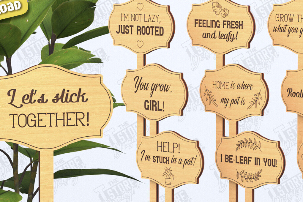 Intra απο ξύλο plywood 3mm-4mm πάχος – Σετ πασσάλων φυτών | Αστεία χαρακτική με λέιζερ Δίασταση  20x20 cm INTRAFABR-119672465