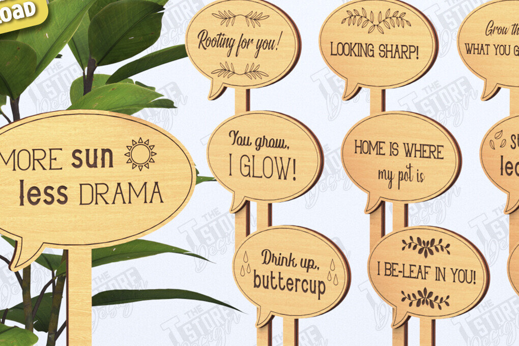 Intra απο ξύλο plywood 3mm-4mm πάχος – Σετ πασσάλων φυτών | Αστεία χαρακτική με λέιζερ Δίασταση  20x20 cm INTRAFABR-119672474