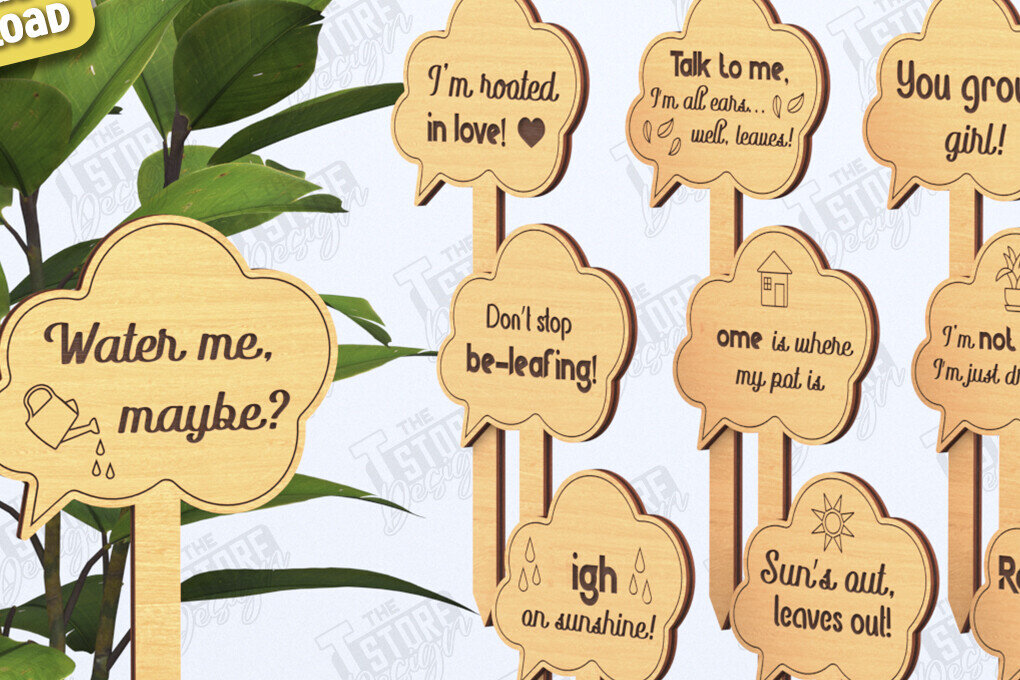 Intra απο ξύλο plywood 3mm-4mm πάχος – Σετ πασσάλων φυτών | Αστεία χαρακτική με λέιζερ Δίασταση  20x20 cm INTRAFABR-119672458