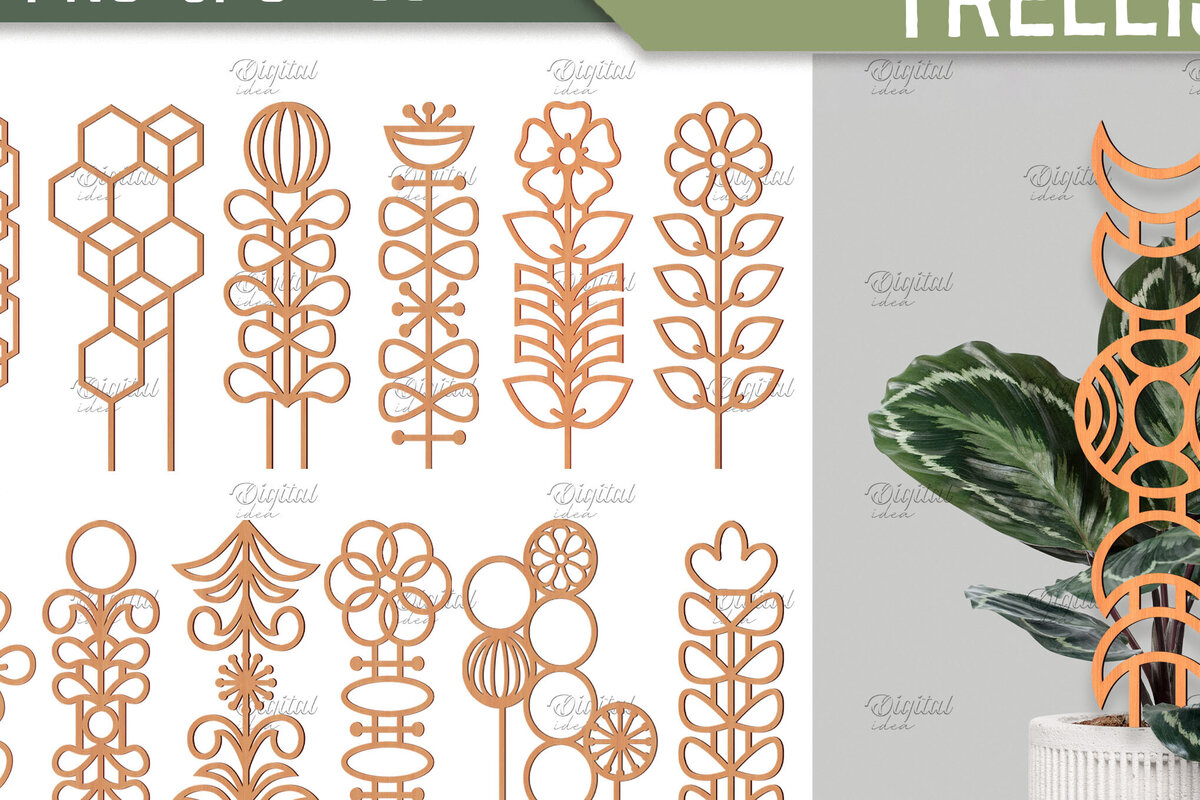 Intra απο ξύλο plywood 3mm-4mm πάχος – Φυτό Καφασωτό Πακέτο. Stakes Lasercut Δίασταση  20x20 cm INTRAFABR-85217418