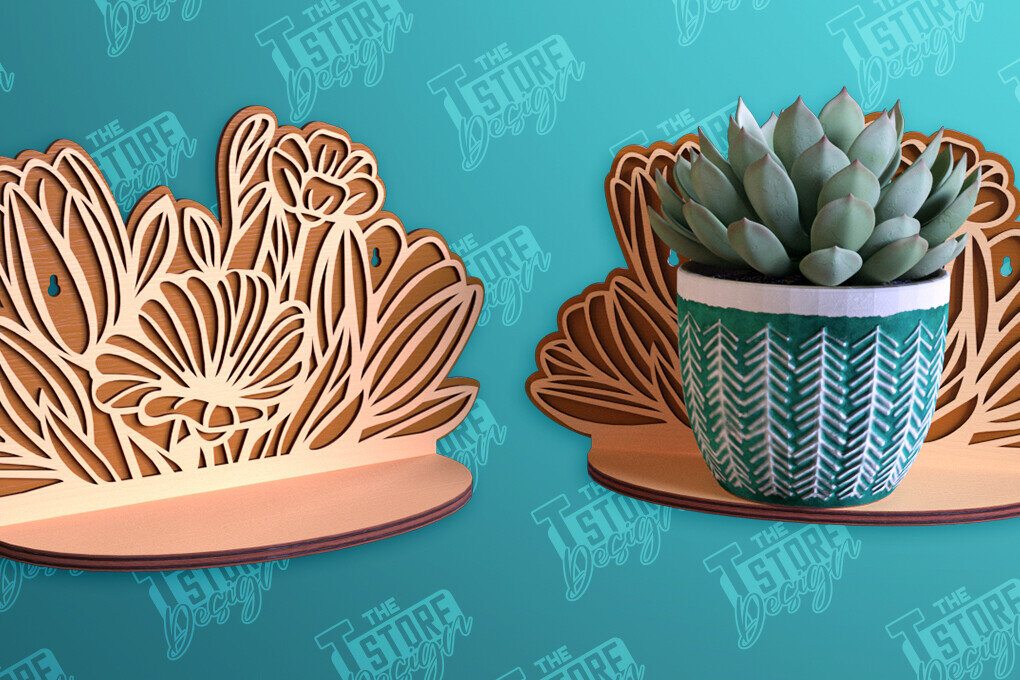 Intra απο ξύλο plywood 3mm-4mm πάχος – Ράφι τοίχου φυτών | Θήκη για γλάστρα Δίασταση  40x30 cm INTRAFABR-95973188