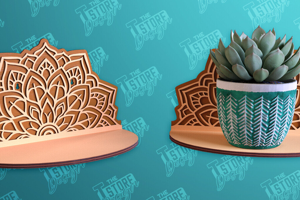 Intra απο ξύλο plywood 3mm-4mm πάχος – Ράφι τοίχου φυτών | Θήκη για γλάστρα Δίασταση  40x30 cm INTRAFABR-95973076